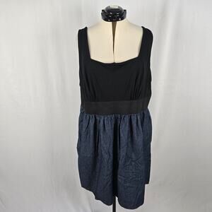 JFW Dress Women's 3X Black Blue Contrast Sleeveless Mini Fit & Flare Knee NWOT